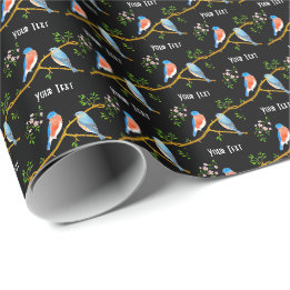 Bluebirds Black Geschenkpapier