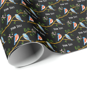 Bluebirds Black Geschenkpapier