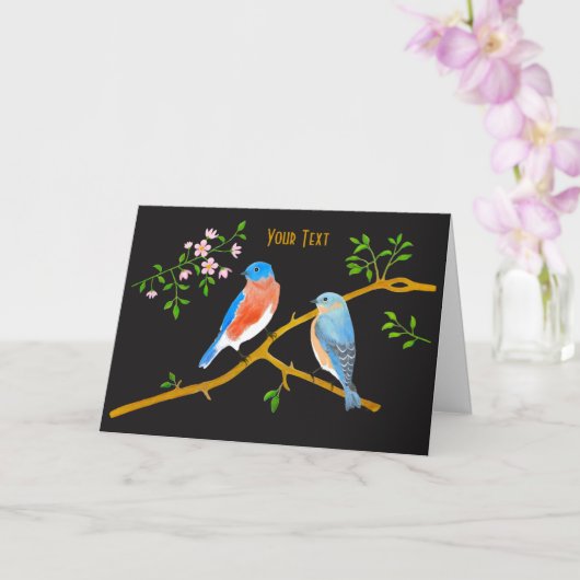 Bluebirds Black Greeting Card Karte (Orchidee)