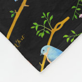 Bluebirds Black Medium Fleece Blanket (Ecke)