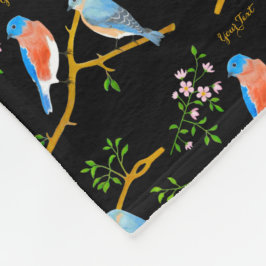 Bluebirds Black Small Fleece Blanket