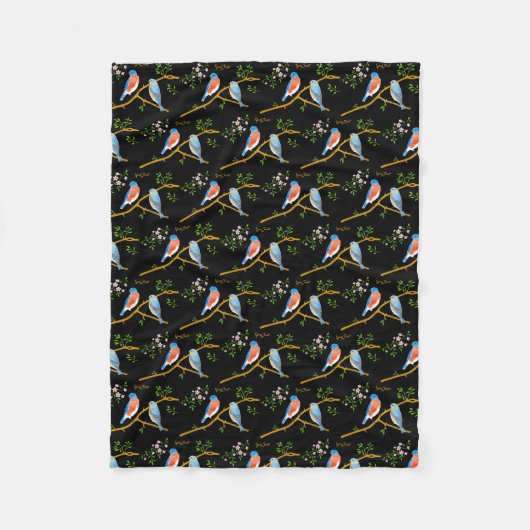 Bluebirds Black Small Fleece Blanket (Vorderseite)