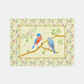 Bluebirds Blassgelbes Fleece Blanket (Vorderseite (Horizontal))