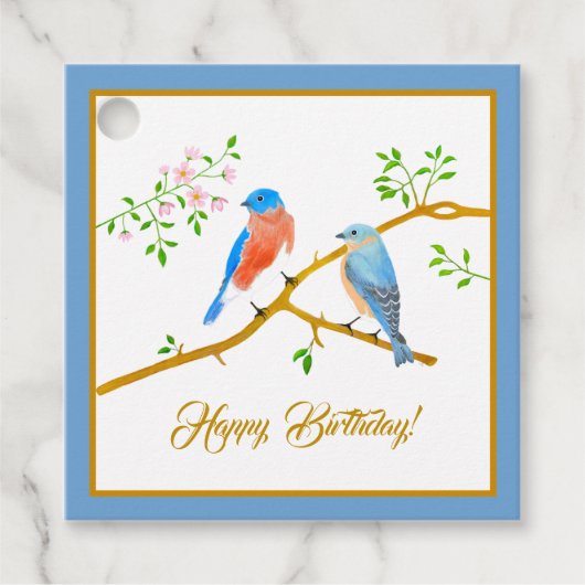 Bluebirds Blauer Rahmen Geschenkanhänger (Vorderseite)