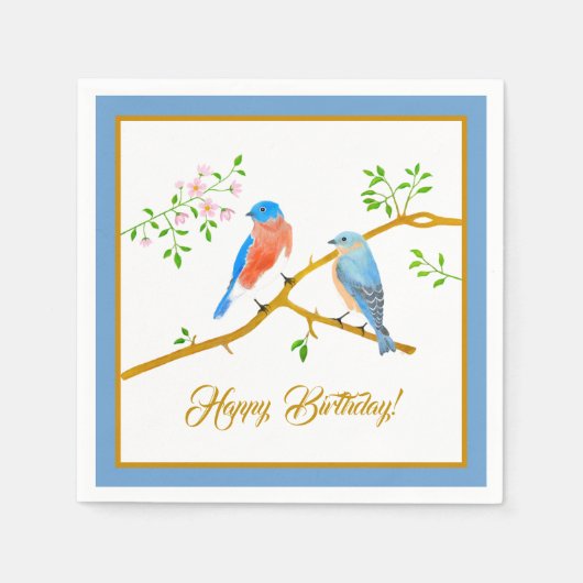 Bluebirds Blauer Rahmen Serviette (Vorderseite)