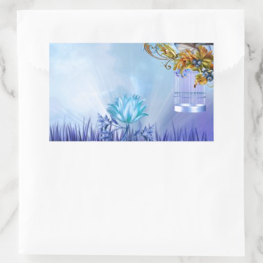 Bluebirds Blauer Teich Rechteckiger Aufkleber (Tasche)