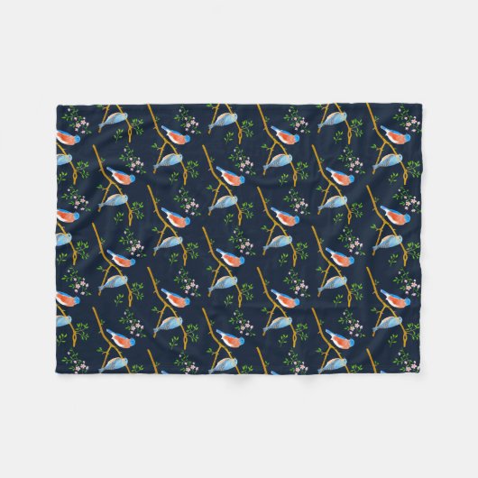 Bluebirds Blue Fleece Blanket (Vorderseite (Horizontal))
