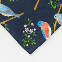 Bluebirds Blue Fleece Blanket