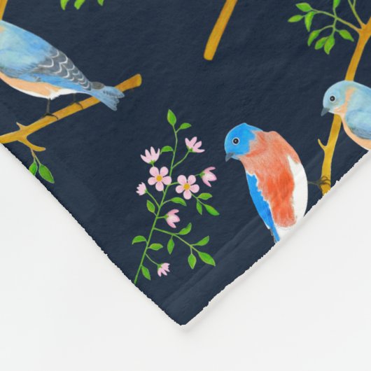 Bluebirds Blue Fleece Blanket (Ecke)