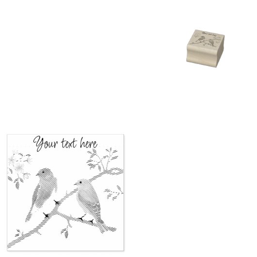Bluebirds, Briefmarke aus Holz Gummistempel (Stempel)