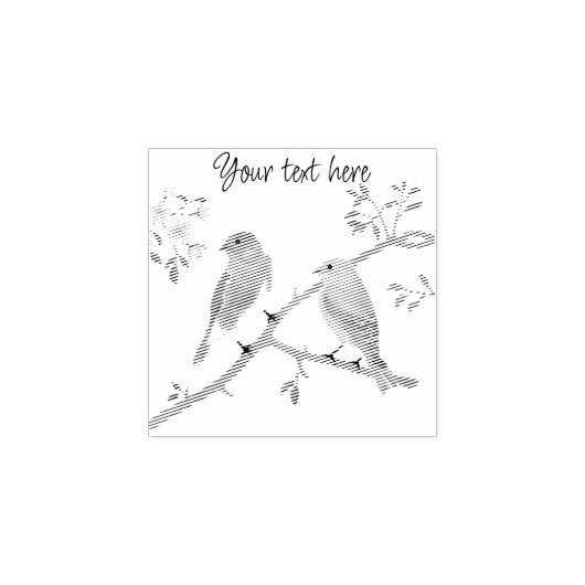 Bluebirds, Briefmarke aus Holz Gummistempel (Prägung)