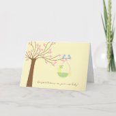 Bluebirds Cherry Tree Neuborn Herzlichen Glückwuns Karte (Vorderseite)