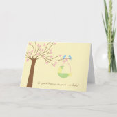 Bluebirds Cherry Tree Neuborn Herzlichen Glückwuns Karte (Vorderseite)