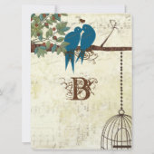 Bluebirds, die auf einer Baumhochzeit sitzen Einladung (Rückseite)