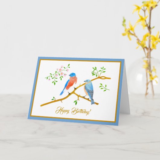 Bluebirds Faltkarte Karte (Gelbe Blume)