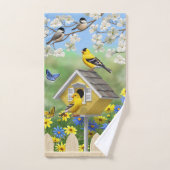 Bluebirds Goldfinches Birdhouses Blumengarten Badhandtuch Set (Handtuch)