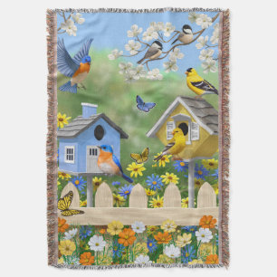 Bluebirds Goldfinches Birdhouses Blumengarten Decke