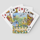 Bluebirds Goldfinches Birdhouses Blumengarten Spielkarten (Rückseite)