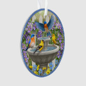 Bluebirds Goldfink und Fontane Birdbath Ornament (Vorderseite)