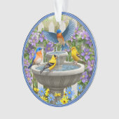 Bluebirds Goldfink und Fontane Birdbath Ornament (Vorderseite)