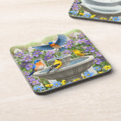 Bluebirds Goldfink und Fontane Birdbath Untersetzer (Linke Seite)