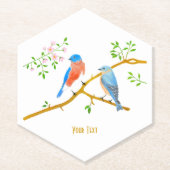 Bluebirds Hexagon-gepunktete Untersetzer (Vorderseite)