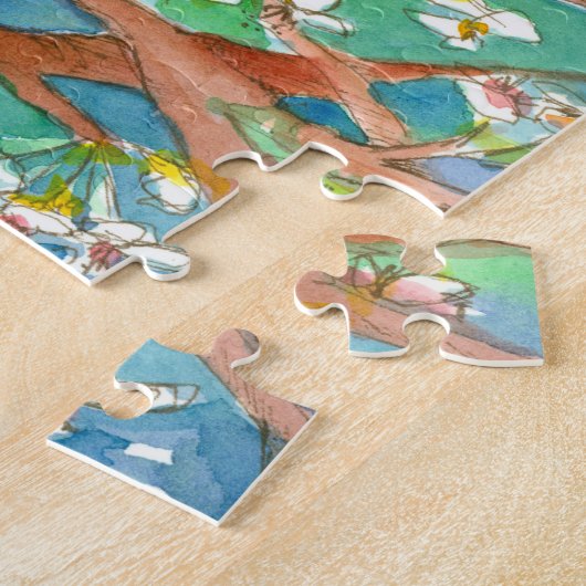 Bluebirds in Bäumen Aquarellmalerei Puzzle (Seite)