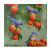Bluebirds in einem Pfirsichbaum Fliese (Vorderseite)