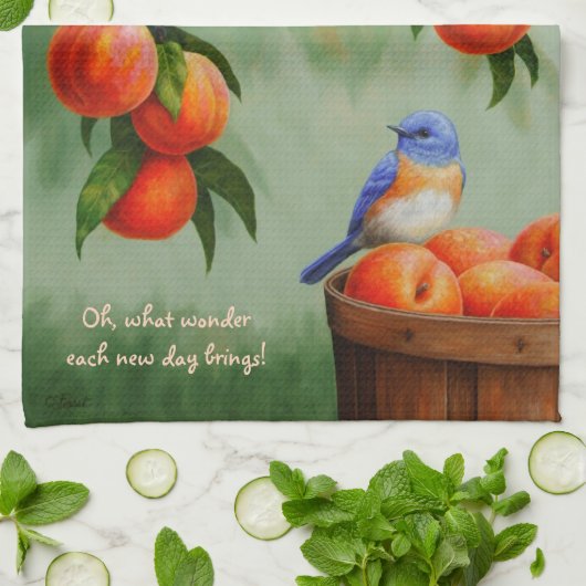 Bluebirds in einem Pfirsichbaum Handtuch (Gefaltet)