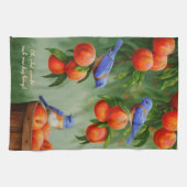 Bluebirds in einem Pfirsichbaum Handtuch (Horizontal)