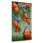 Bluebirds in einem Pfirsichbaum Klemmbrett (Rechts)