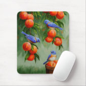 Bluebirds in einem Pfirsichbaum Mousepad (Mit Mouse)