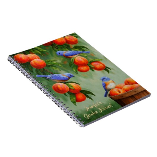 Bluebirds in einem Pfirsichbaum Notizblock (Rechte Seite)