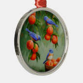 Bluebirds in einem Pfirsichbaum Ornament Aus Metall (Rechts)