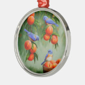 Bluebirds in einem Pfirsichbaum Ornament Aus Metall (Links)