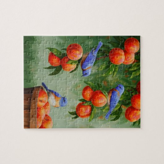 Bluebirds in einem Pfirsichbaum Puzzle (Horizontal)
