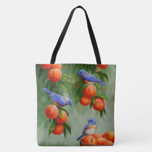 Bluebirds in einem Pfirsichbaum Tasche
