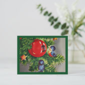 Bluebirds in einem Weihnachtsbaum Feiertagspostkarte (Stehend Vorderseite)
