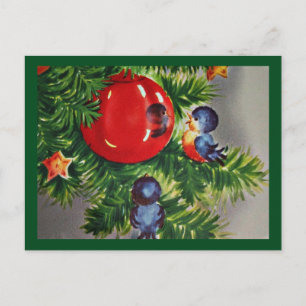 Bluebirds in einem Weihnachtsbaum Feiertagspostkarte