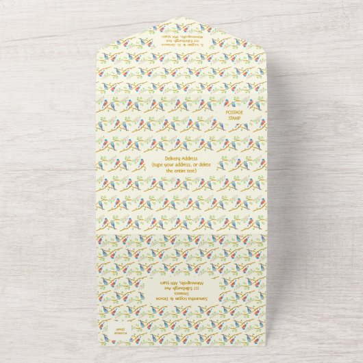 Bluebirds in einer Hochzeitsfeier All In One Einladung (Außenbereich)