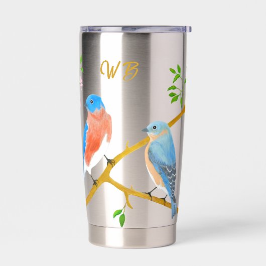 Bluebirds Mit Monogramm Thermobecher (Links)