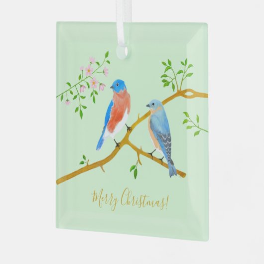 Bluebirds Ornament Aus Glas (Vorderseite links)