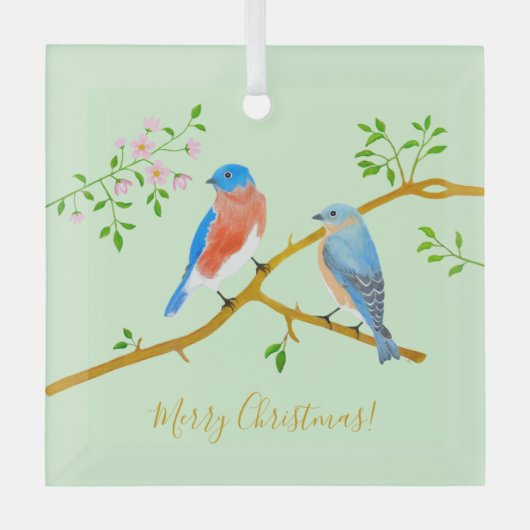 Bluebirds Ornament Aus Glas (Vorderseite)