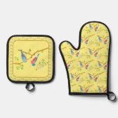 Bluebirds Oven Mitt & Pot Holder Set Gelb (Vorderseite)