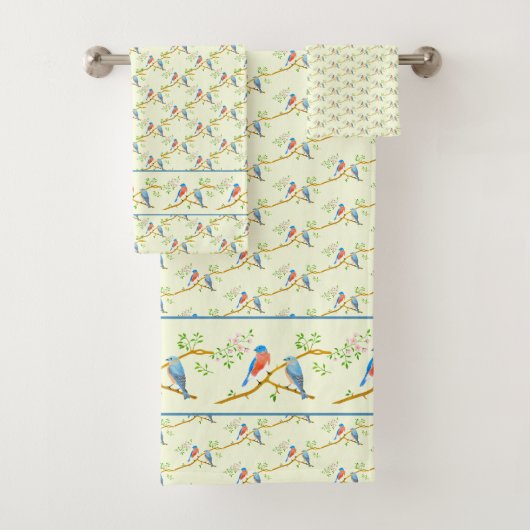 Bluebirds Pair Yellow Badhandtuch Set (Insitu)