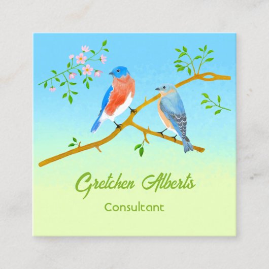 Bluebirds Square Business Card Quadratische Visitenkarte (Vorderseite)