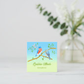 Bluebirds Square Business Card Quadratische Visitenkarte (Stehend Vorderseite)