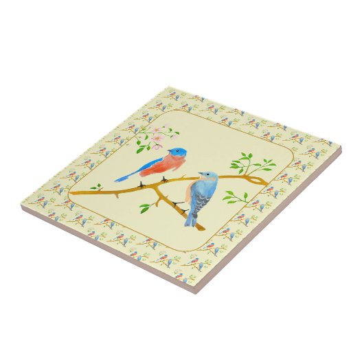 Bluebirds Tiled Keramik Tile Fliese (Seite)
