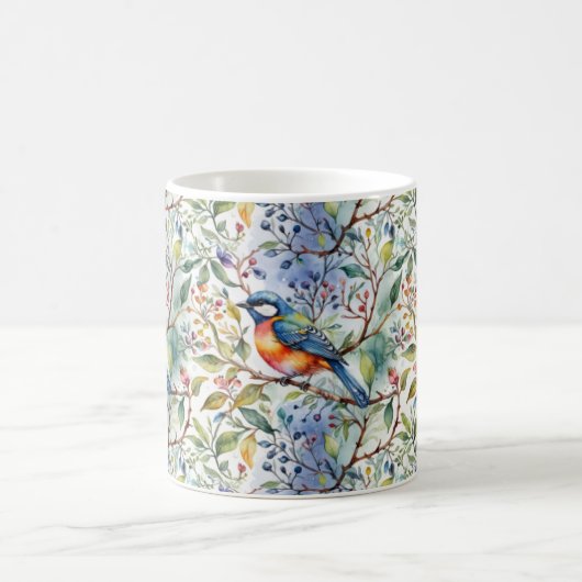 Bluebirds und Berries Kaffeetasse (Mittel)