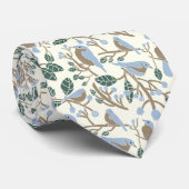 Bluebirds und Blueberries Light Blue, Brown, Creme Krawatte (Gerollt)